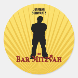 Movie Star Bar Mitzvah Sticker Yellow Blue