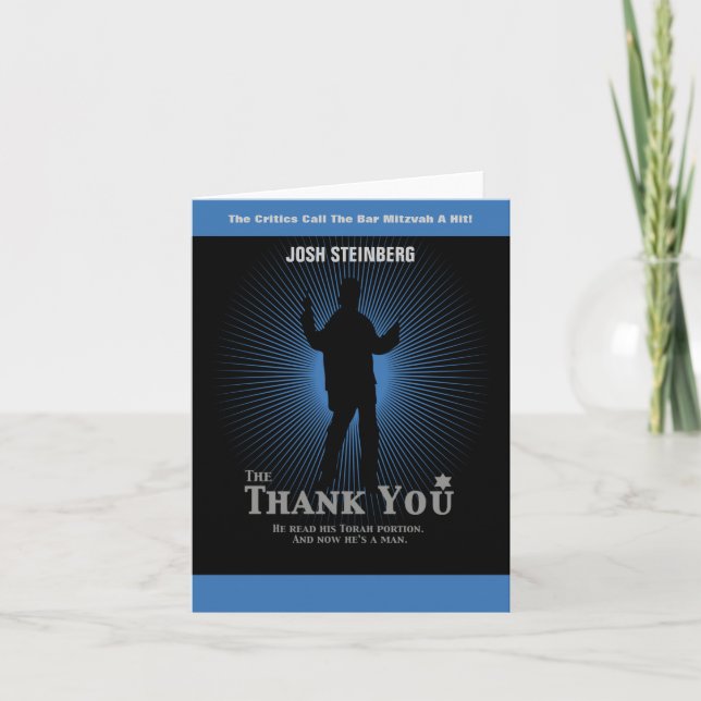 Movie Star Bar Mitzvah Thank You Black Navy Blue (Front)