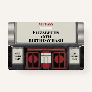 Movie Star Birthday Bash VIP Pass ID Badge