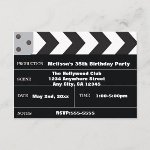 Movie Star Cinema Clapper Hollywood Invitation