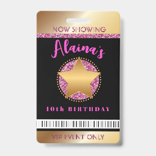 MOVIE STAR HOLLYWOOD BROADWAY Birthday VIP Pass Ba ID Badge