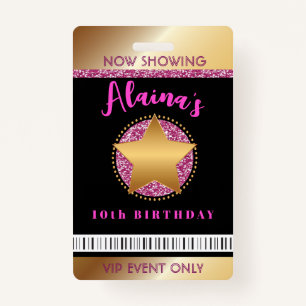 MOVIE STAR HOLLYWOOD BROADWAY Birthday VIP Pass Ba ID Badge