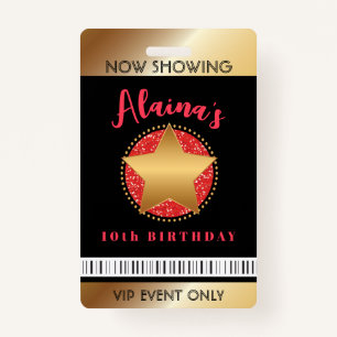MOVIE STAR HOLLYWOOD BROADWAY Birthday VIP Pass ID Badge