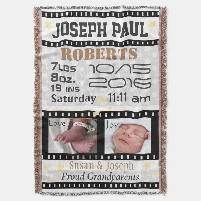 Movie Star Retro Photo Frames Film Reel Throw Blanket (Front Vertical)