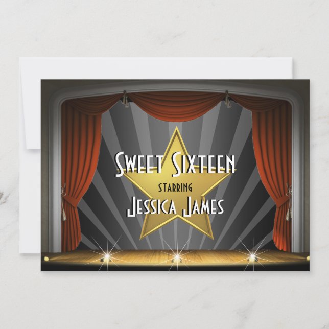 Movie Star Sweet Sixteen Invitation (Front)