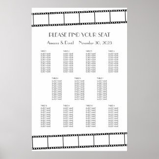 Movie Stars Film Strip Wedding Seating Chart
