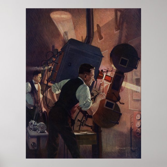 Movie Theater Projectionist, Vintage Business Poster (Front)