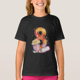 Movie Theatre 8th Birthday with Fresh Popcorn Sta T-Shirt