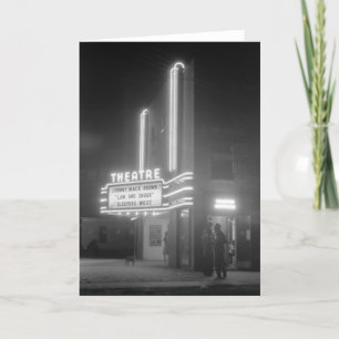 Movie Theatre at Night, Greensboro, Georgia 1940s Card