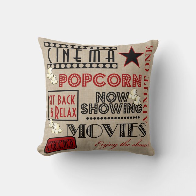 Movie Theatre Cinema Admit one ticket Pillow-Red Cushion (Front)