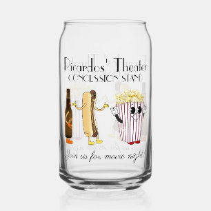 Movie Theatre Concession Stand Hotdog Popcorn  Can Glass