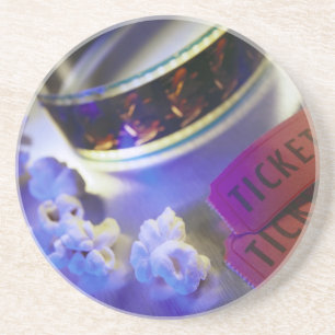 Movie Theatre Film, Popcorn & Tickets Coaster