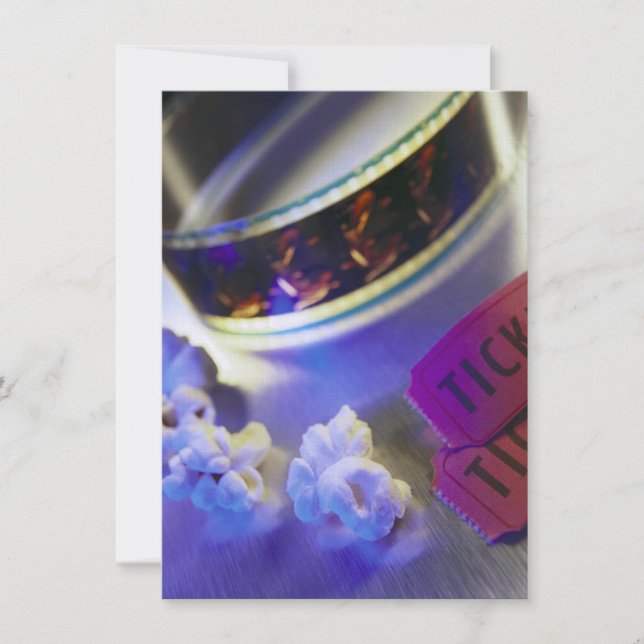Movie Theatre Film, Popcorn & Tickets Invitation (Front)