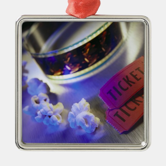 Movie Theatre Film, Popcorn & Tickets Metal Tree Decoration (Front)