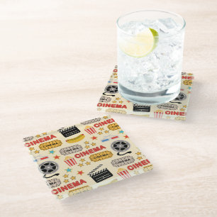 Movie Theatre Fun Pattern Glass Coaster