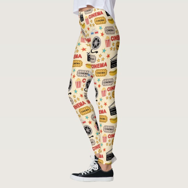 Movie Theatre Fun Pattern Leggings (Left)