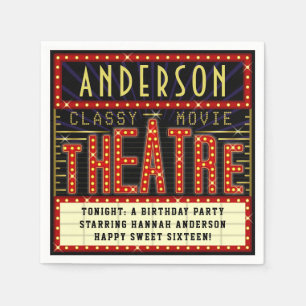 Movie Theatre Marquee Cinema Birthday Party   Name Napkin