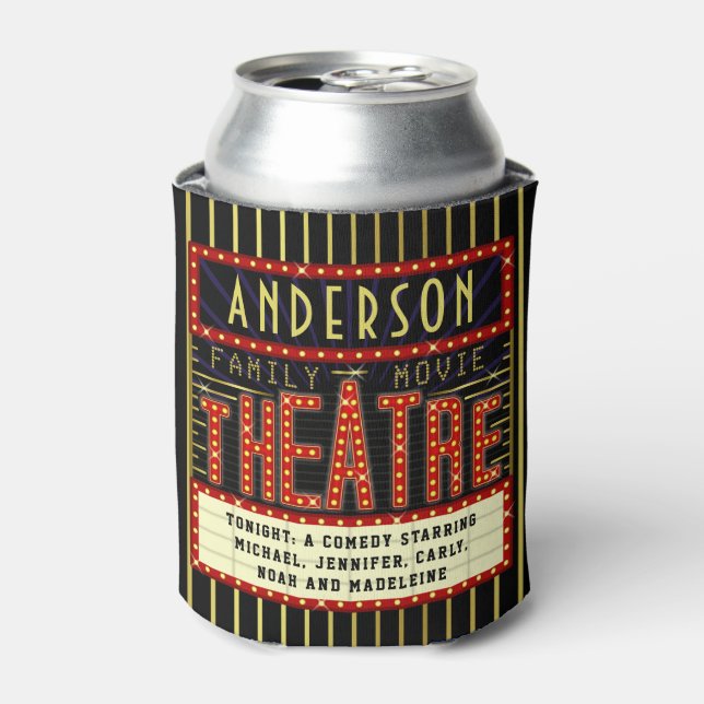 Movie Theatre Marquee | Custom Family Cinema Name Can Cooler (Can Front)