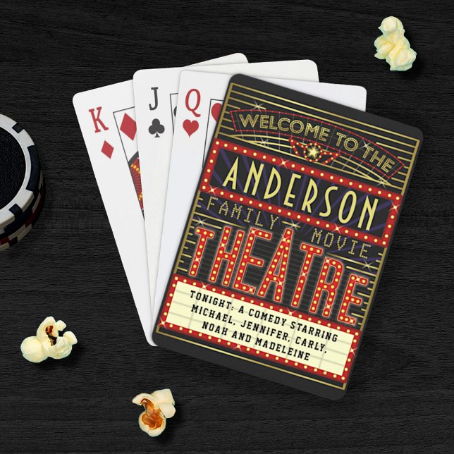 Movie Theatre Marquee Home Cinema | Custom Name Playing Cards (Creator Uploaded)
