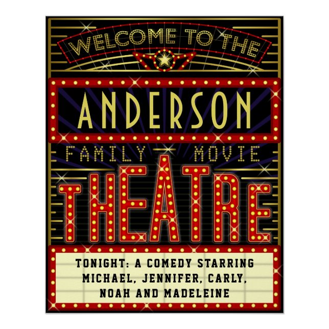 Movie Theatre Marquee Home Cinema | Custom Name Poster (Front)