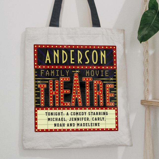 Movie Theatre Marquee Home Cinema | Custom Name Tote Bag (Creator Uploaded)