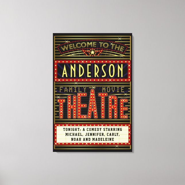 Movie Theatre Marquee Home Cinema | Name 24 x 36 Canvas Print (Front)