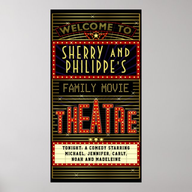 Movie Theatre Marquee Home Cinema | Name Long V2 Poster (Front)
