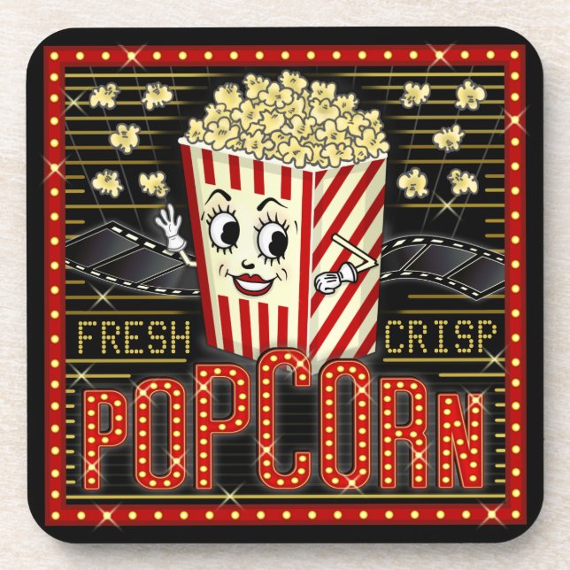 Movie Theatre Marquee Home Cinema Popcorn Custom Coaster (Front)