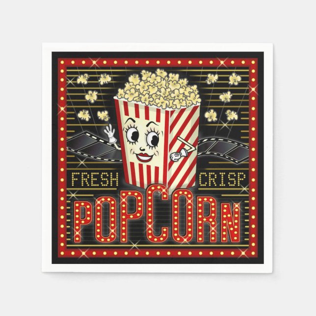 Movie Theatre Marquee Home Cinema Popcorn Custom Napkin (Front)