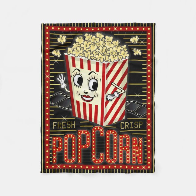 Movie Theatre Marquee Home Cinema Popcorn Fleece Blanket (Front)