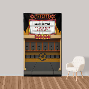 Movie Theatre Marquee Ticket Window Backdrop Banner