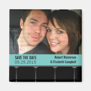 Movie Theatre Photo Save the Date Magnet, Aqua Magnet