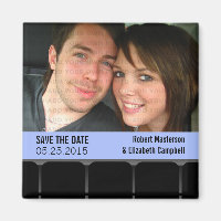 Movie Theatre Photo Save the Date Magnet, Blue