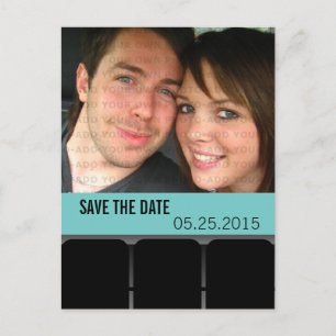 Movie Theatre Photo Save the Date Postcard, Aqua Announcement Postcard