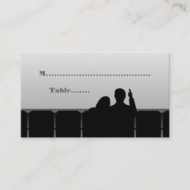 Movie Theatre Place Cards, Grey Place Card (Front)