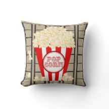 Movie Theatre Popcorn and Film Pillow-red