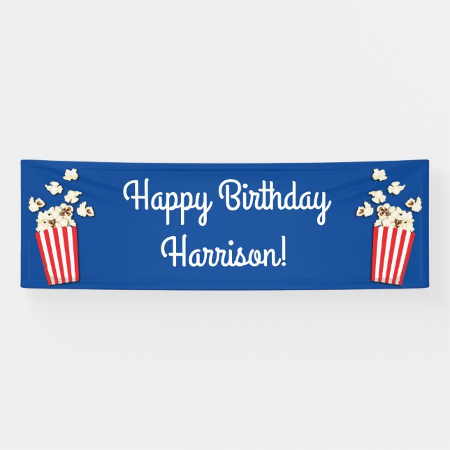 Movie Theatre Popcorn Birthday Party Banner (Horizontal)