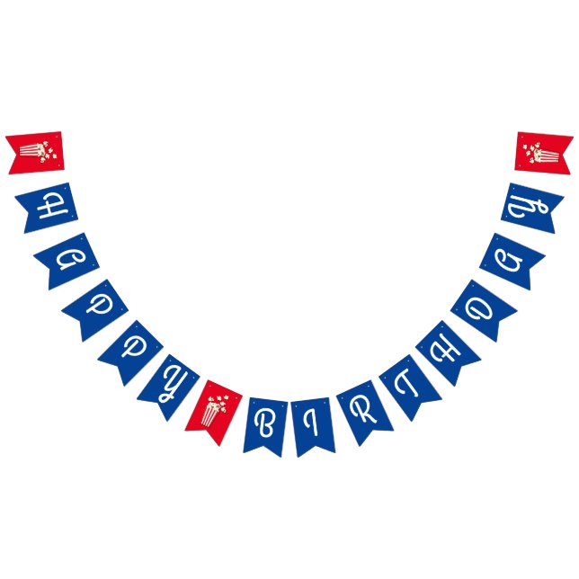 Movie Theatre Popcorn Birthday Party Bunting (All)