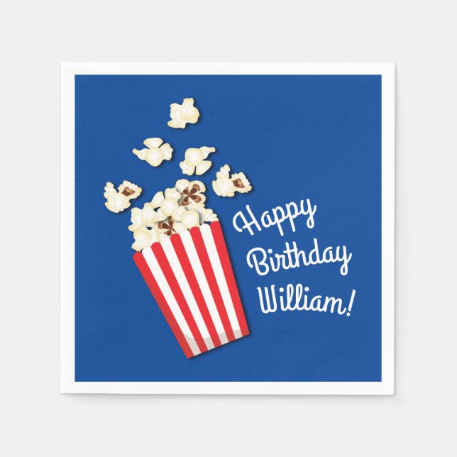 Movie Theatre Popcorn Birthday Party Napkin (Front)