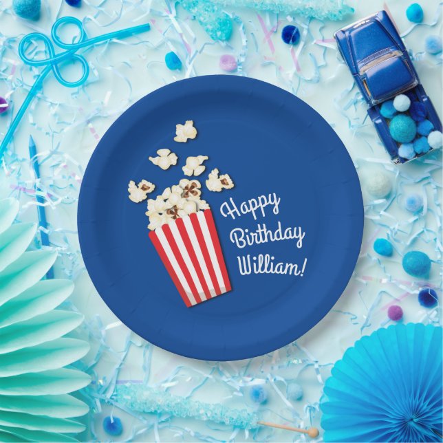 Movie Theatre Popcorn Birthday Party Paper Plate (Party)