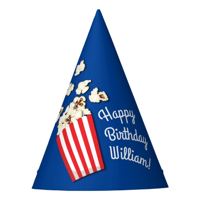 Movie Theatre Popcorn Birthday Party Party Hat (Front)