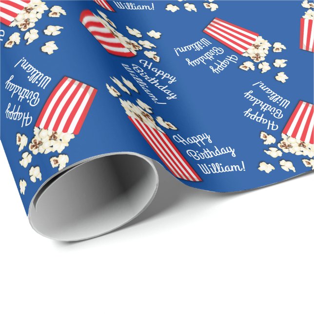 Movie Theatre Popcorn Birthday Party Wrapping Paper (Roll Corner)