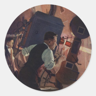 Movie Theatre Projectionist, Vintage Business Classic Round Sticker