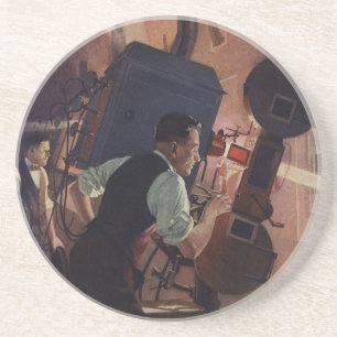 Movie Theatre Projectionist, Vintage Business Coaster