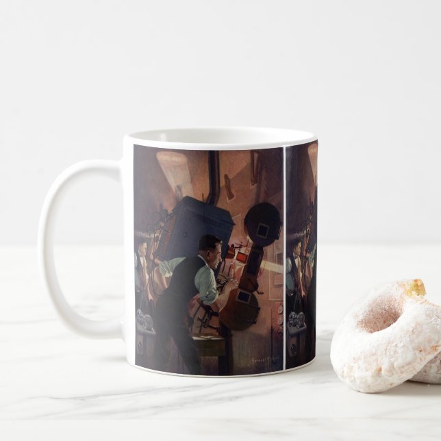 Movie Theatre Projectionist, Vintage Business Coffee Mug (With Donut)