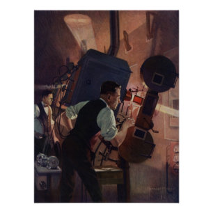 Movie Theatre Projectionist, Vintage Business Poster