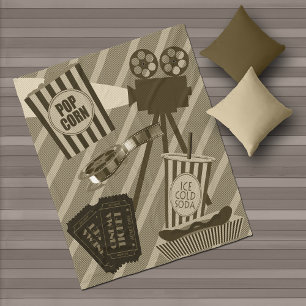 Movie Theatre Props Vintage Design Fleece Blanket