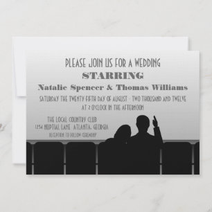 Movie Theatre Wedding Invite, Grey Invitation