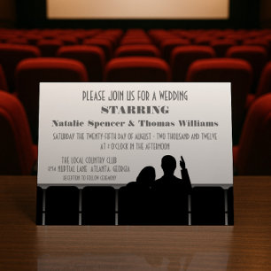 Movie Theatre Wedding Invite, Grey Invitation