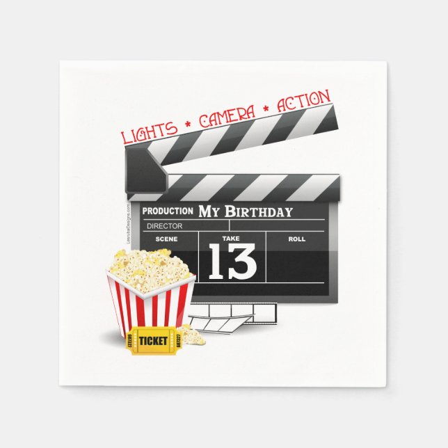 Movie Theme 13th Birthday Napkin (Front)